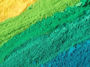 Close-up of colorful pigment powders